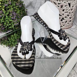 Brighton Leather Flip Flops with Flower